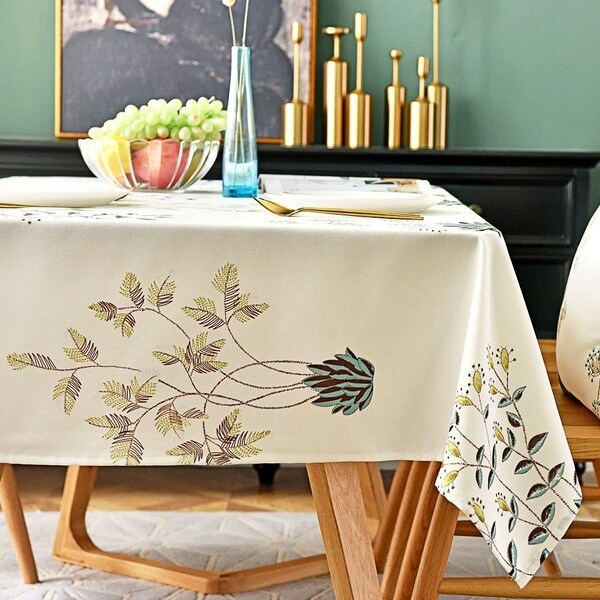 Polyester Cotton Stylish Kitchen Dining Tablecloth 55" x 55" Blue Water Plant
