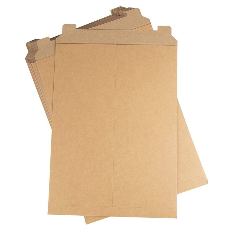 Stockroom Plus 25 Pack Rigid Mailers That Stay Flat, Brown Cardboard Envelopes, 13x18 In
