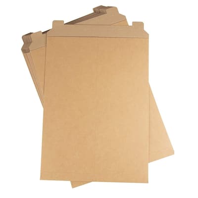 Stockroom Plus 25 Pack Rigid Mailers That Stay Flat, Brown Cardboard Envelopes, 13x18 In