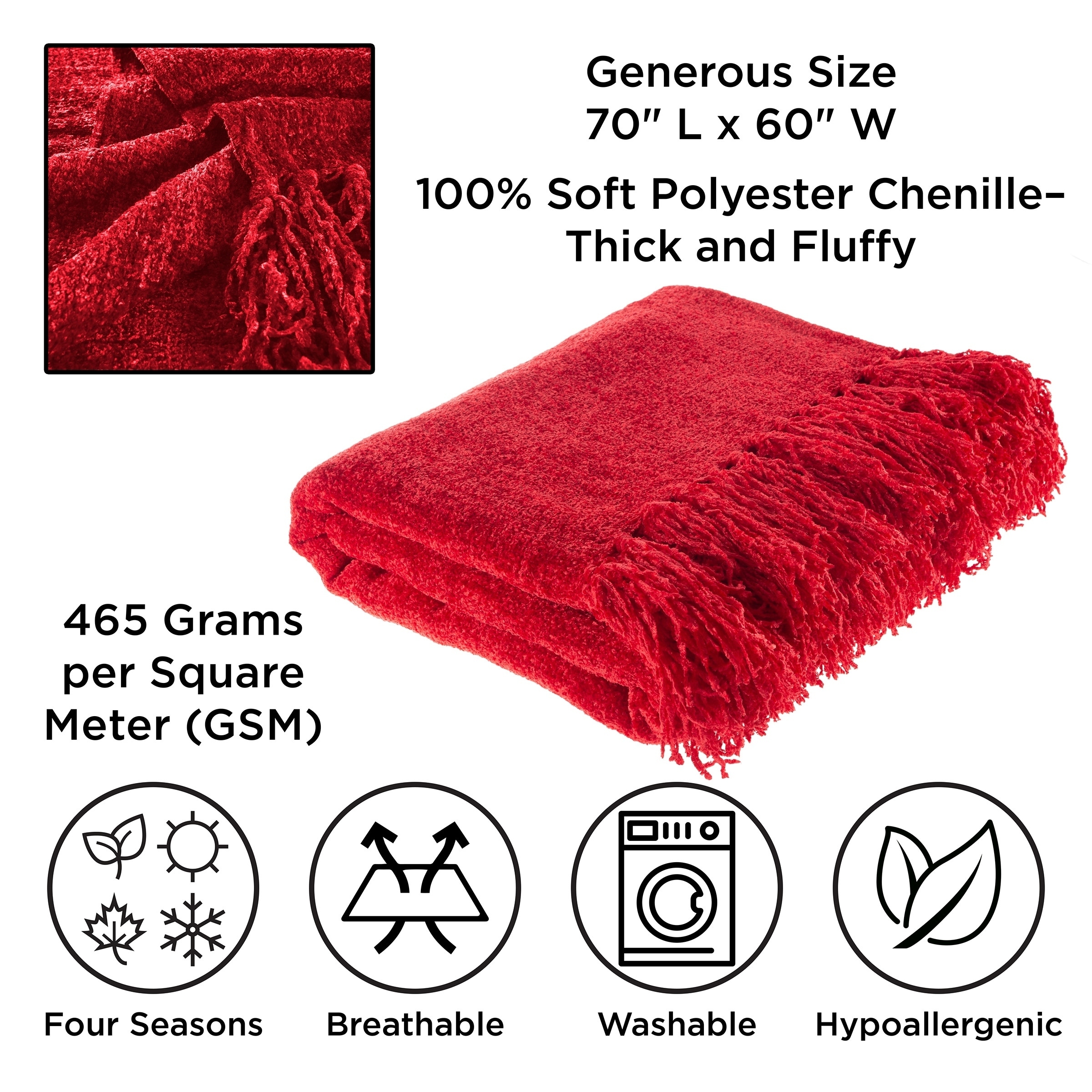 Red chenille throw discount blanket