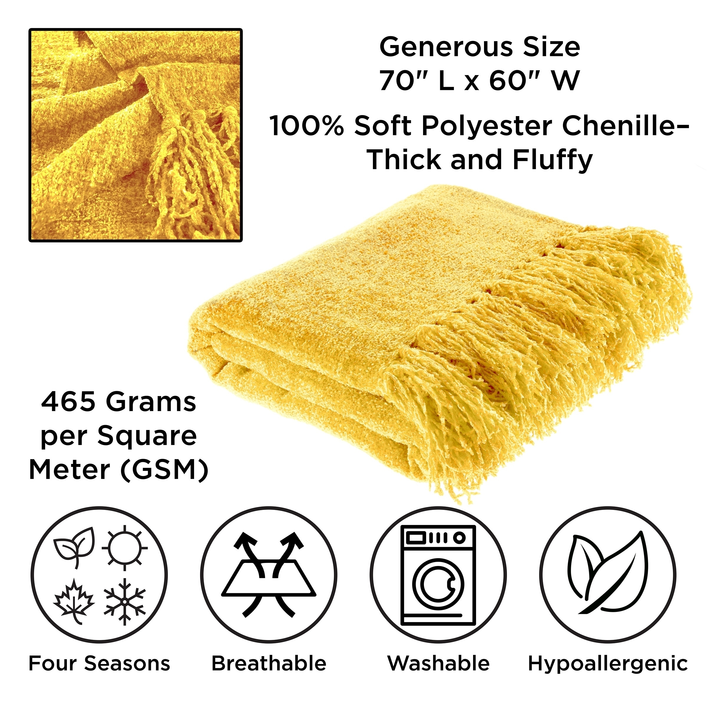 Gold chenille throw discount blanket