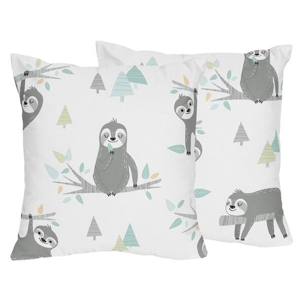 Shop Sweet Jojo Designs Blue Grey Jungle Sloth Leaf 18in