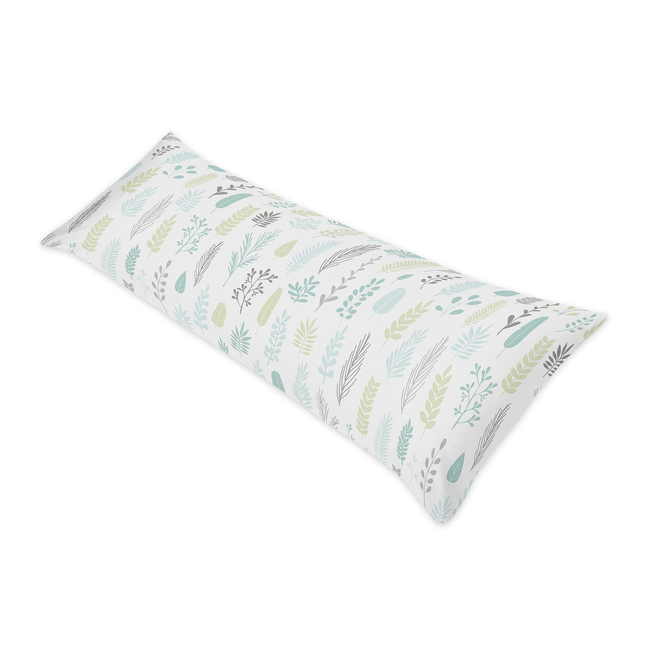 Sweet Jojo Designs Blue Grey Tropical Leaf Body Pillow Case Pillow Not Included Turquoise Gray Green Rainforest Jungle Sloth Overstock