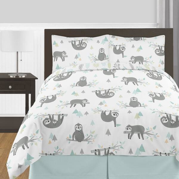 Shop Sweet Jojo Designs Blue Grey Jungle Sloth Leaf Unisex 3pc