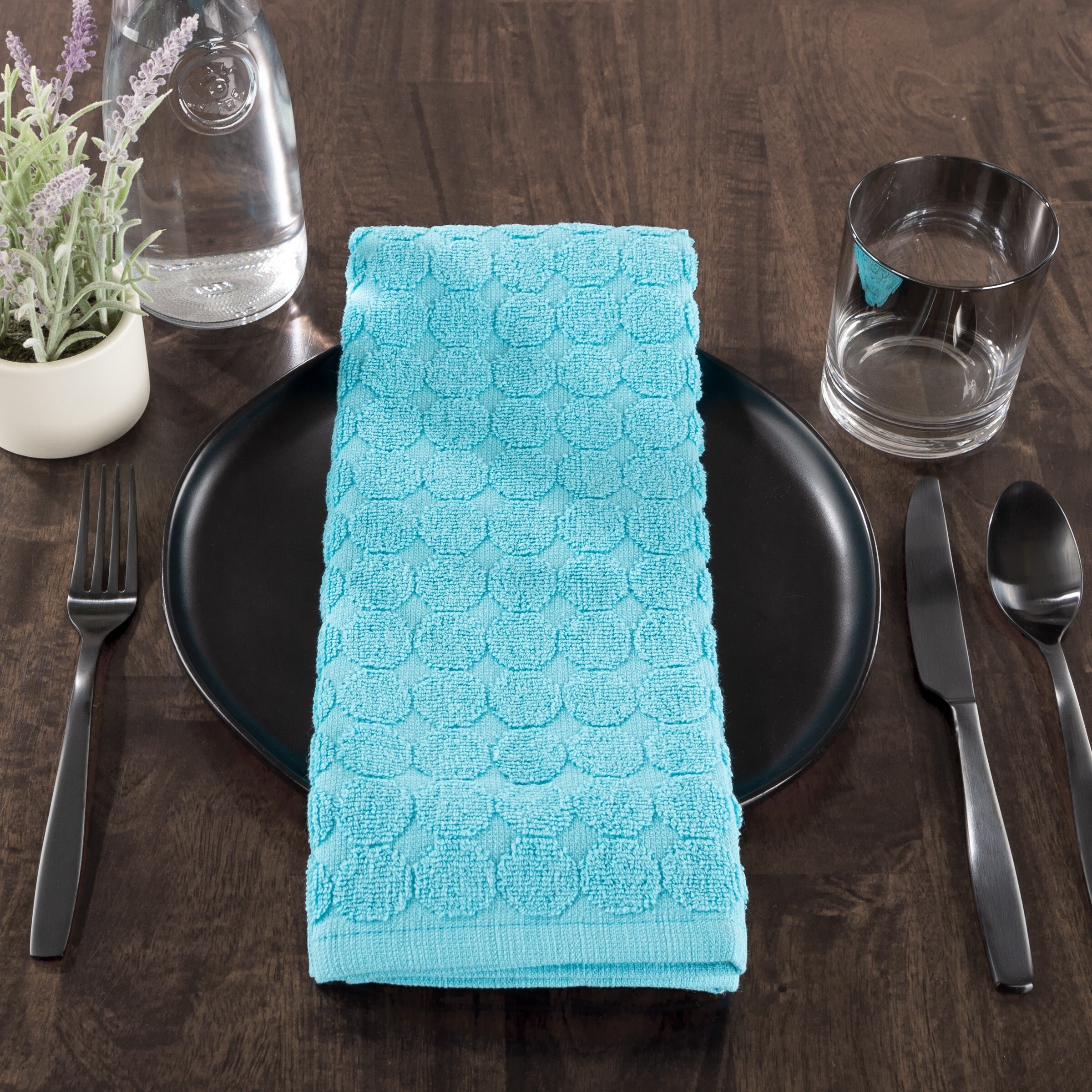  MARTHA STEWART Modern Waffle Kitchen Towel Set 6-Pack, Aqua  Blue, 16x28: Home & Kitchen