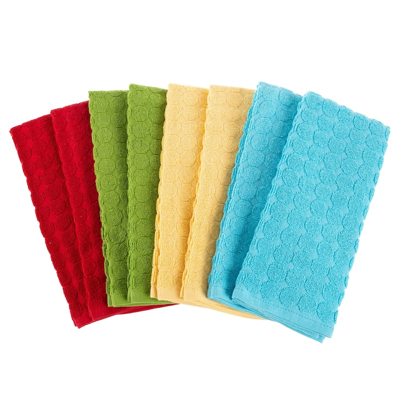 Kitchen Towels- Set of 8- 16Â”x28Â” Absorbent 100% Cotton Hand Towel by Windsor Home - Modern Circle Pattern