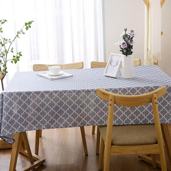 Rectangle Polyester Fabric Tablecloth Stain Proof 60" x 120" Light Grey