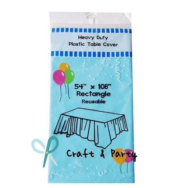 6-Pack Heavy Duty Plastic Tablecloth 54" x 108" Aqua