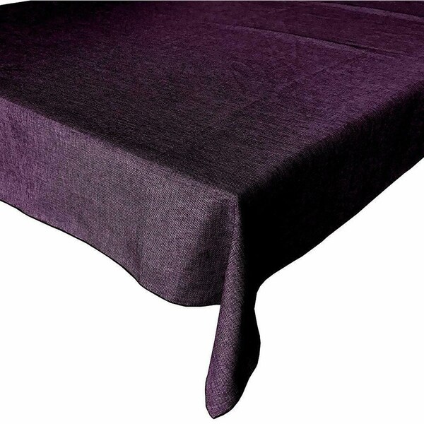 Faux Burlap Style Polyester Woven Tablecloth 58" x 76" Eggplant