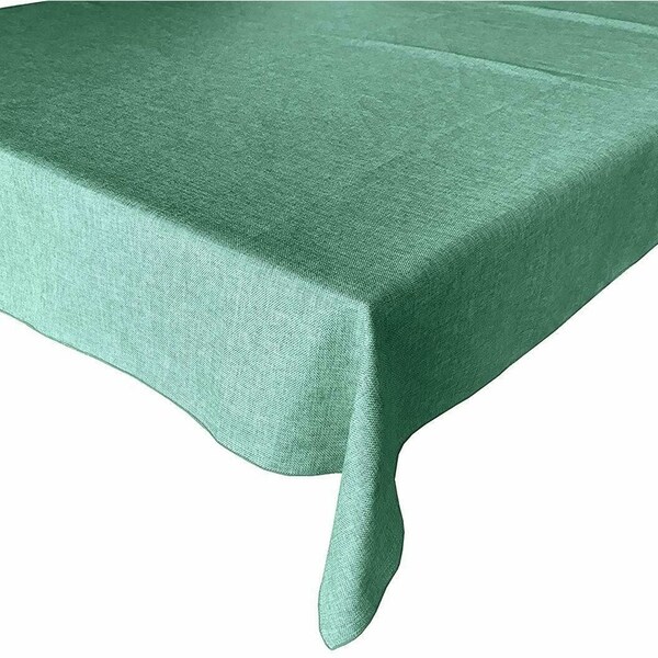Faux Burlap Style Polyester Woven Tablecloth 58" x 76" Aqua
