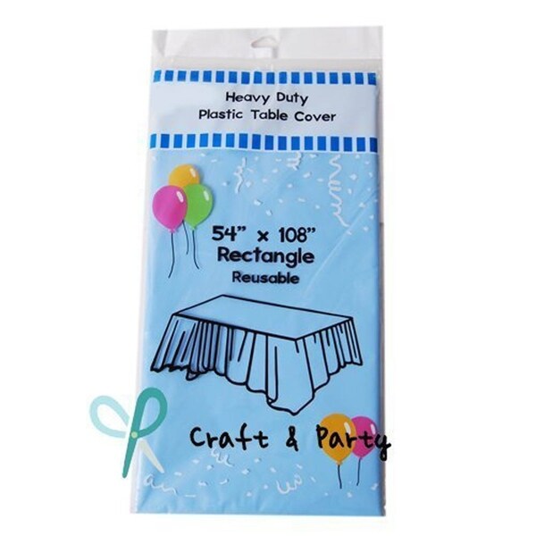 6-Pack Heavy Duty Plastic Tablecloth 54" x 108" Light Blue