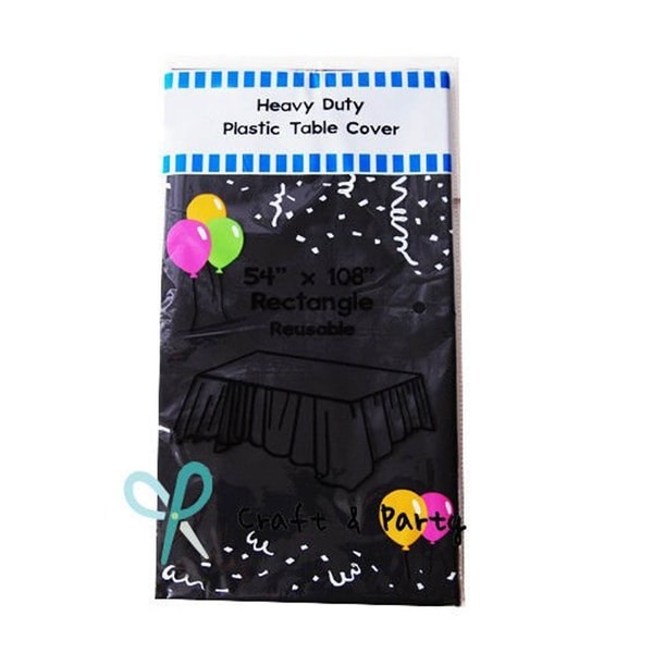 6-Pack Heavy Duty Plastic Tablecloth 54" x 108" Black