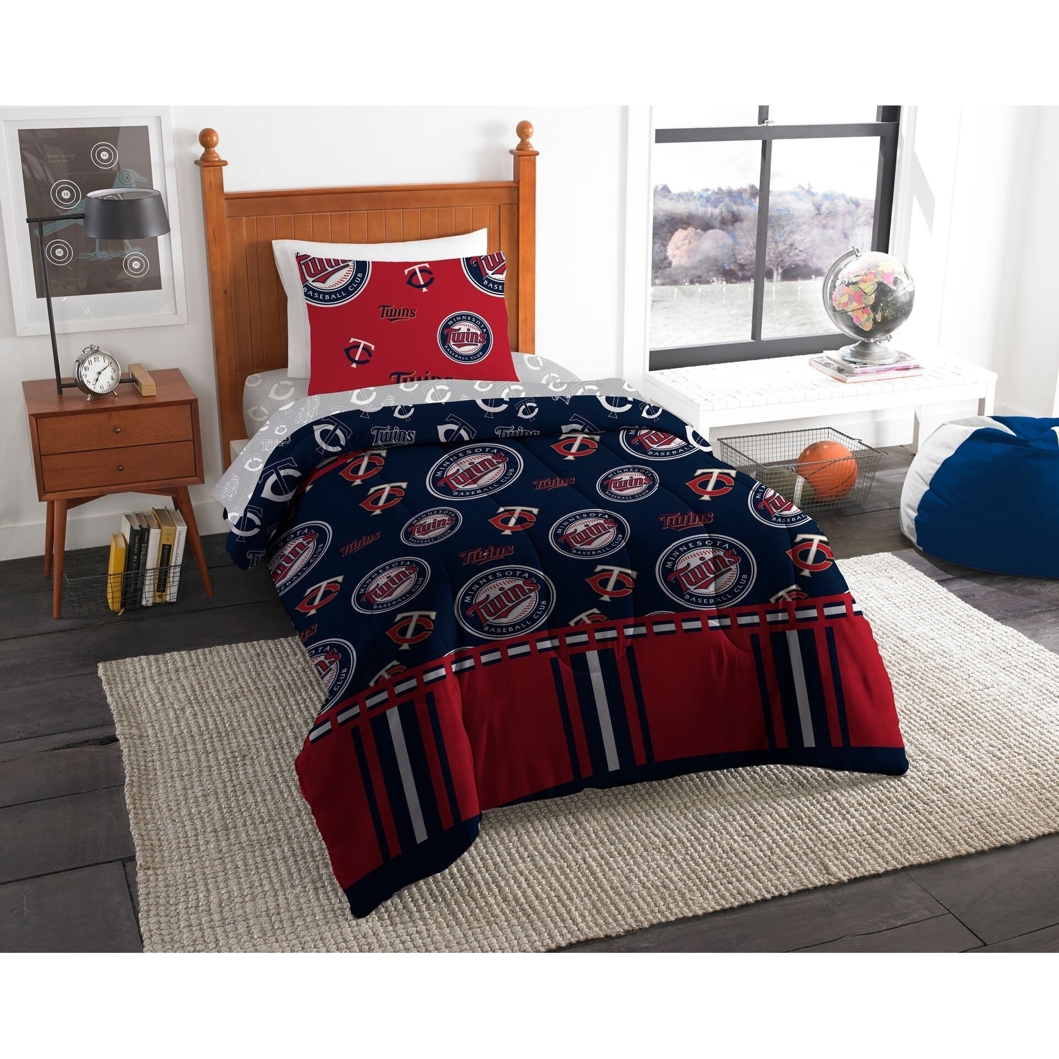 MLB Minnesota Twins Bed In Bag Set, Queen Size, Team Colors, 100%  Polyester, 5 Piece Set