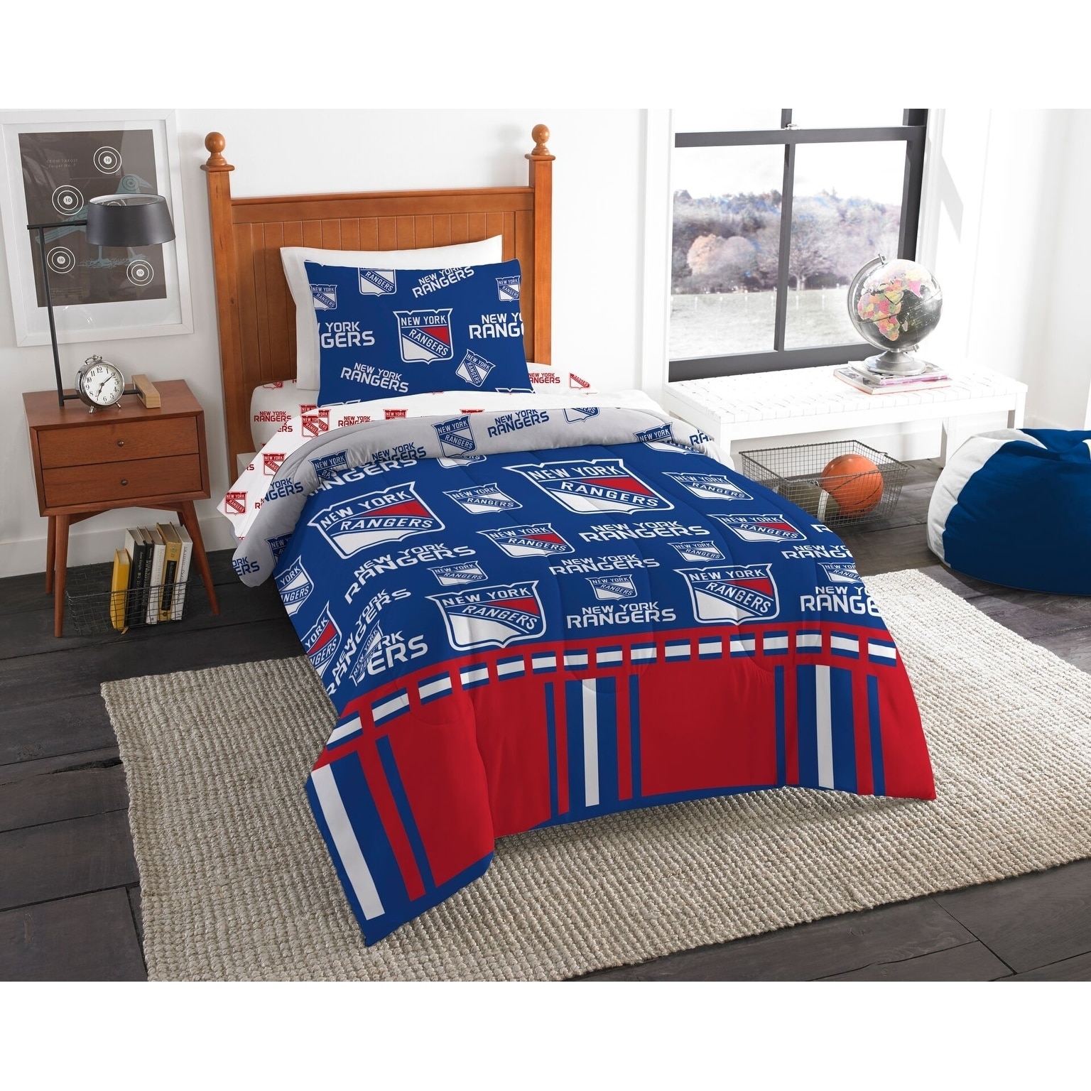 Shop Nhl 808 New York Rangers Twin Bed In A Bag Set On Sale