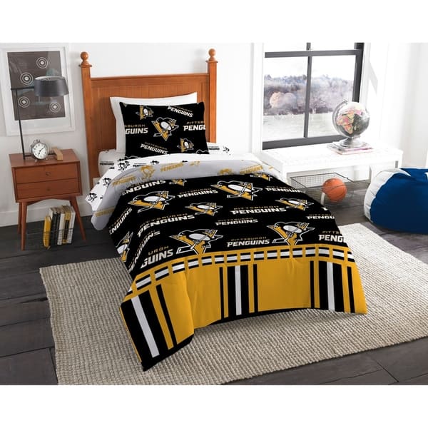 Shop Nhl 808 Pittsburgh Penguins Twin Bed In A Bag Set On Sale