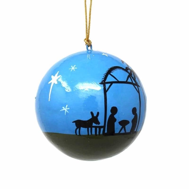 Handpmade Papier Mache Hanging Ball Christmas Ornament (India)