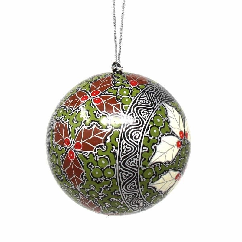 Handpmade Papier Mache Hanging Ball Christmas Ornament (India)