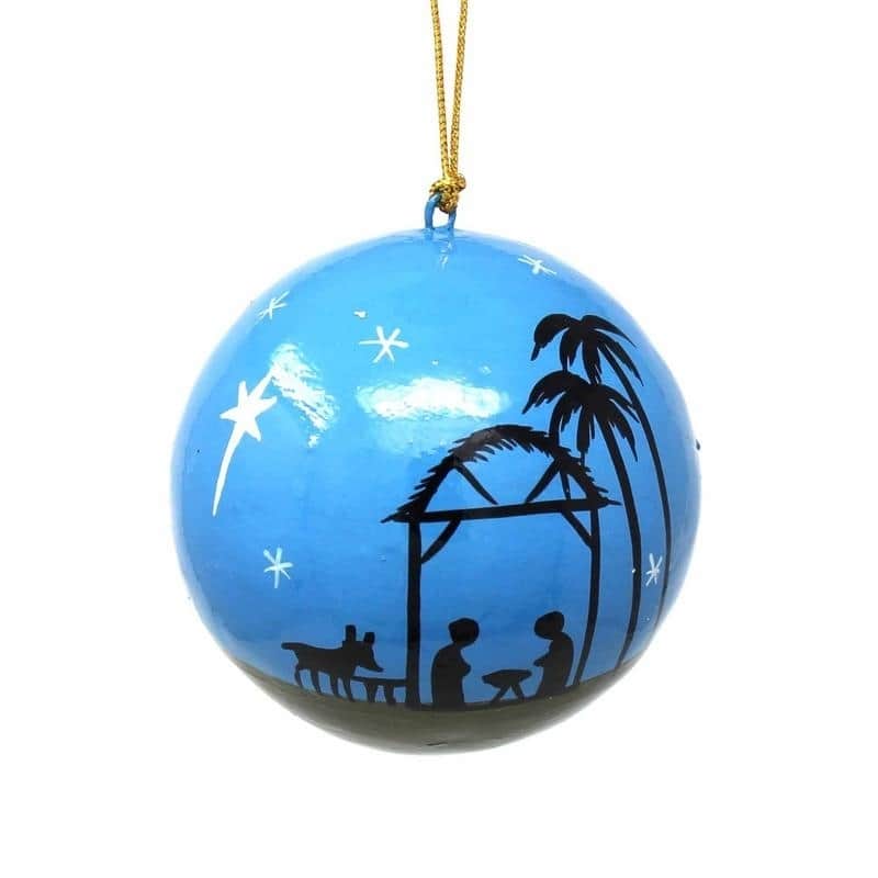 Handpmade Papier Mache Hanging Ball Christmas Ornament (India)