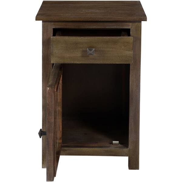 Shop Kennett Acacia Wood Side Table With Designer Glass Door Light Rustic Finish Overstock 29904123