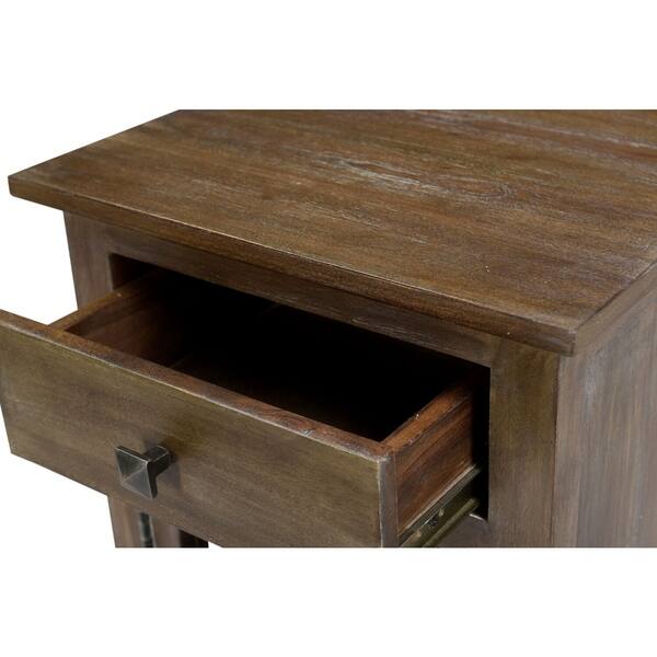 Shop Kennett Acacia Wood Side Table With Designer Glass Door Light
