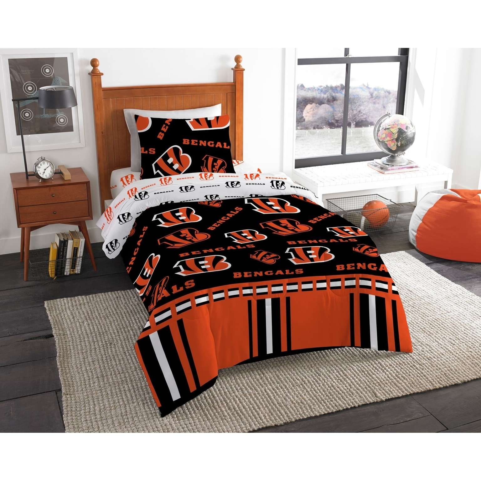 Cincinnati Bengals Block Logo Three Piece Full/Queen Bed Set