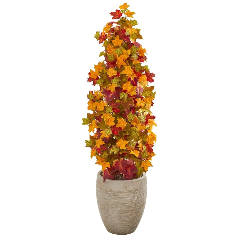 42" Autumn Maple Artificial Tree in Sand Colored Planter
