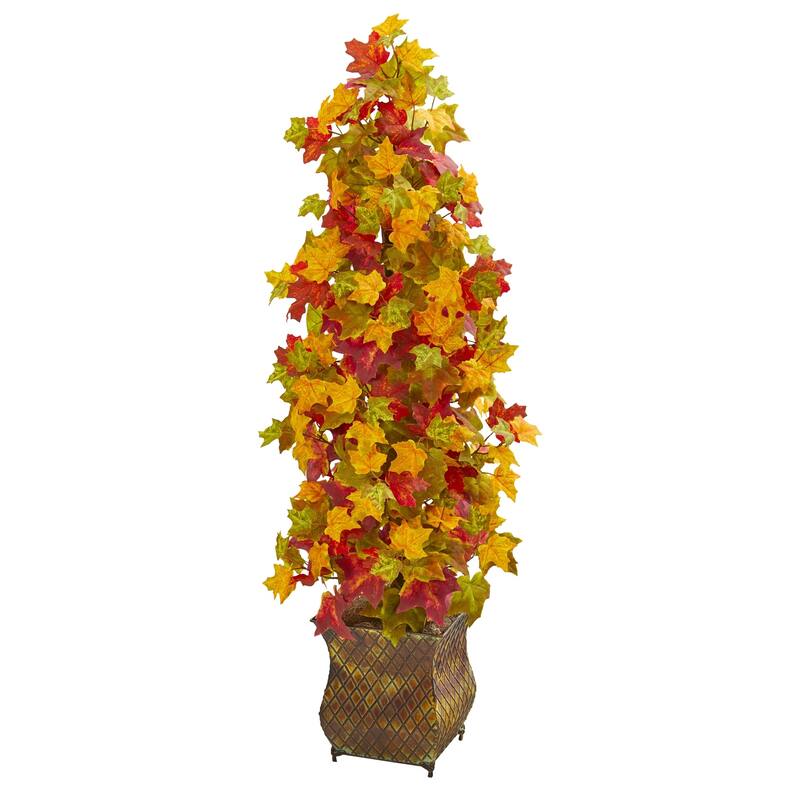 41" Autumn Maple Artificial Tree in Decorative Metal Planter