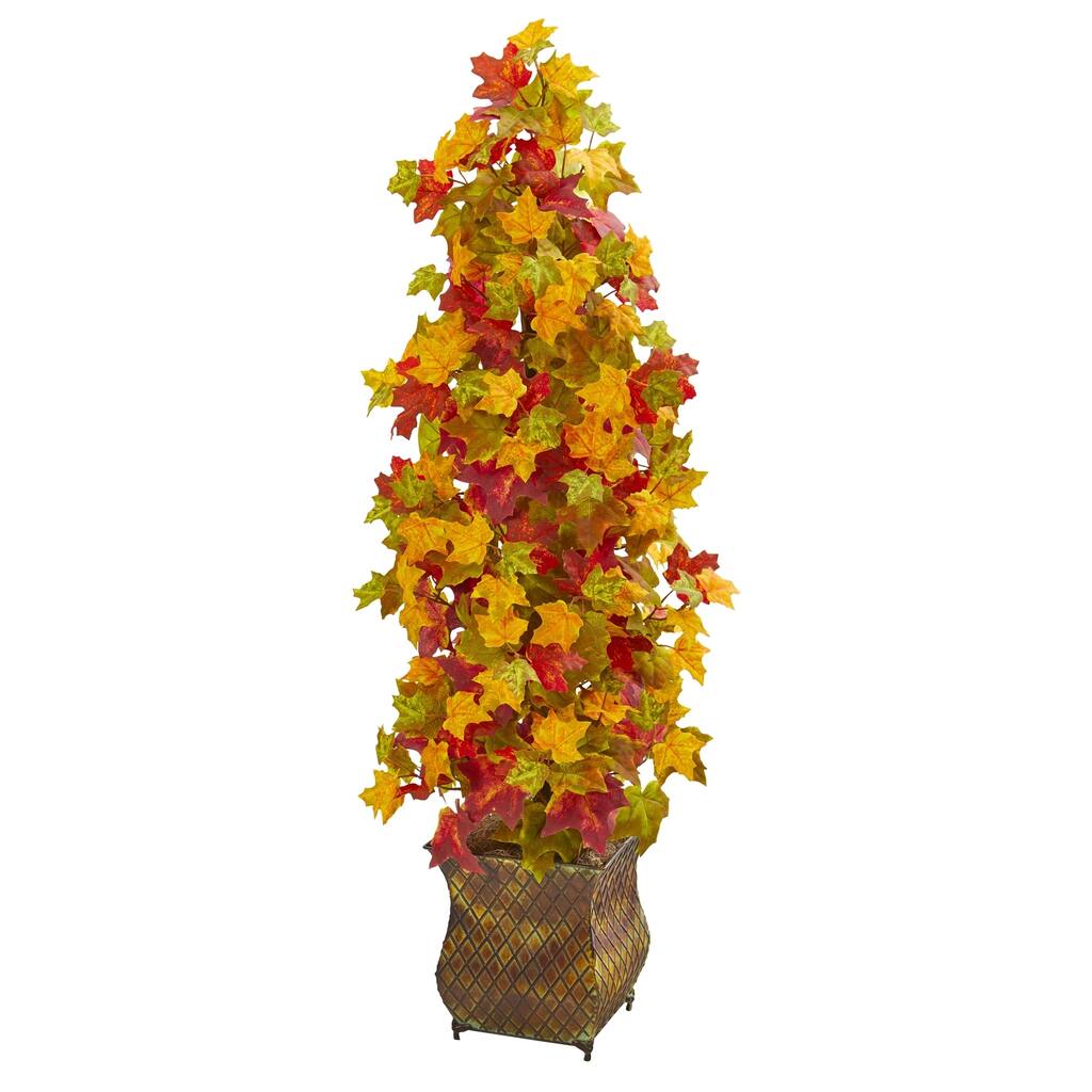 41" Autumn Maple Artificial Tree in Decorative Metal Planter