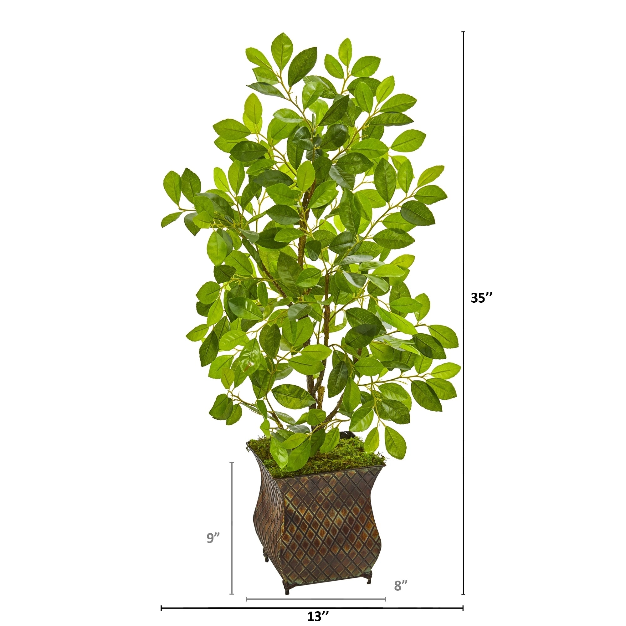 6’ Ficus Artificial Tree in White Tin Planter