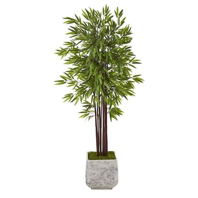 5.5' Bamboo Artificial Tree in White Planter