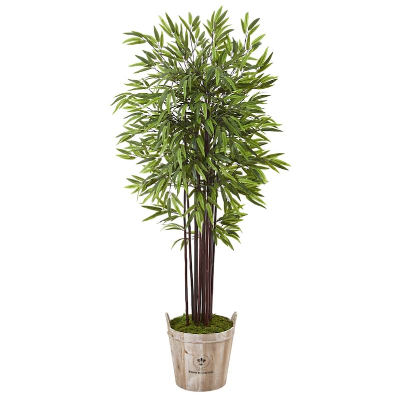 5.5' Bamboo Artificial Tree in Farmhouse Planter - N/A