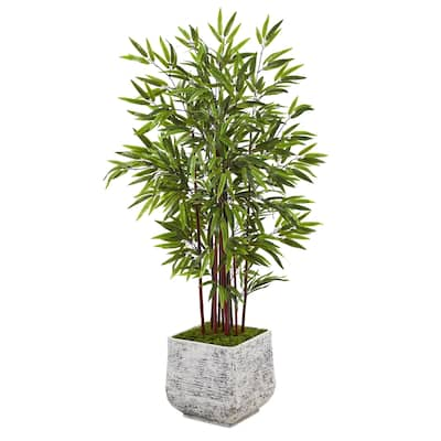 55" Bamboo Artificial Tree in White Planter