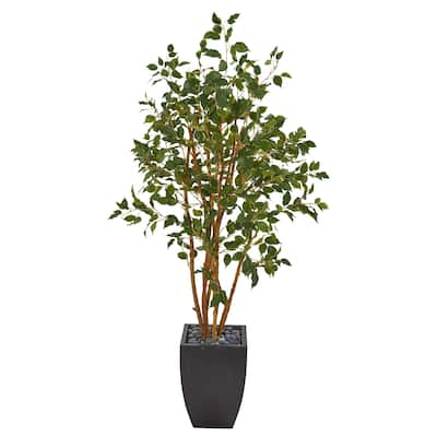 58" Ficus Artificial Tree in Black Planter