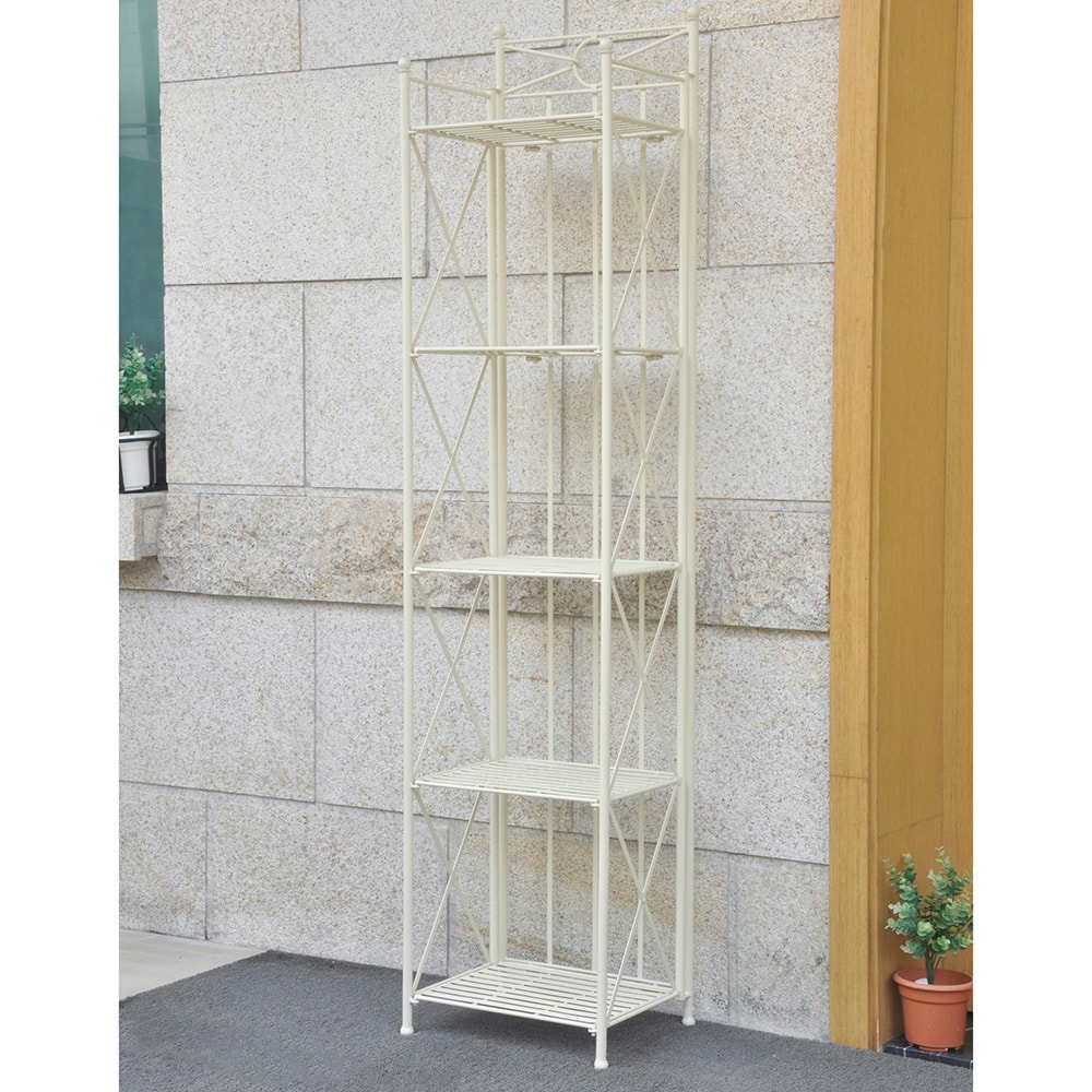 International Caravan St. Lucia 5-tier Iron Folding Bakers Rack