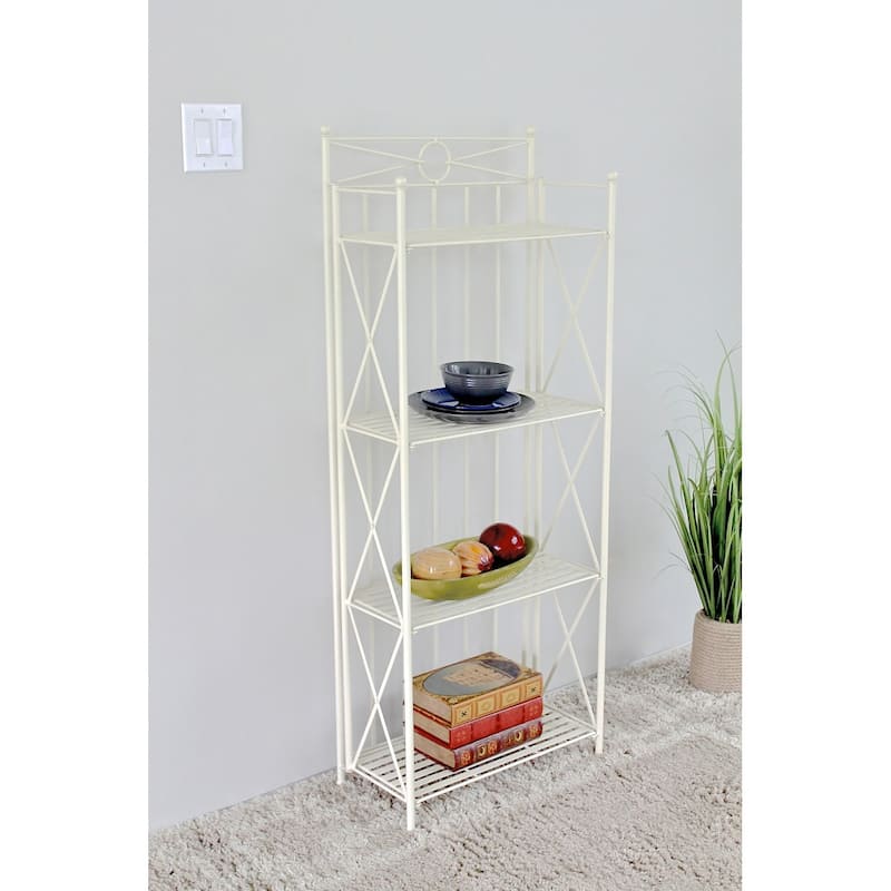International Caravan St. Lucia Iron 4-tier Folding Bakers Rack