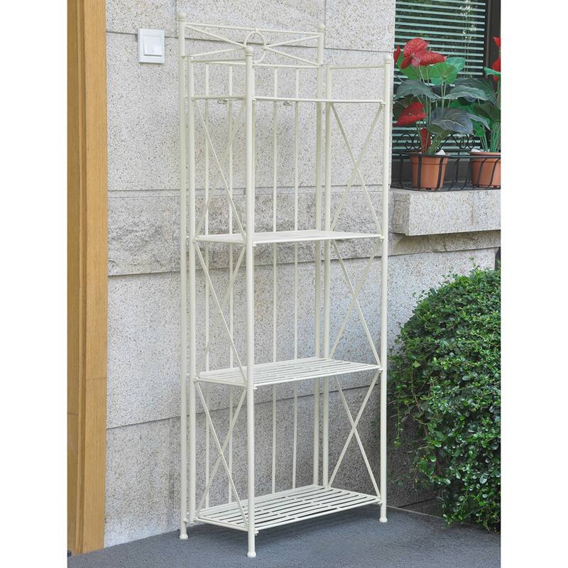 International Caravan St. Lucia Iron 4-tier Folding Bakers Rack