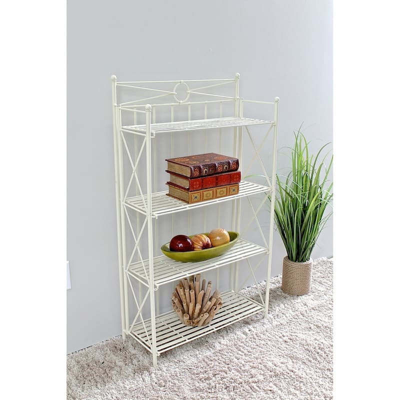 International Caravan St. Lucia Iron 4-tier Folding Bakers Rack