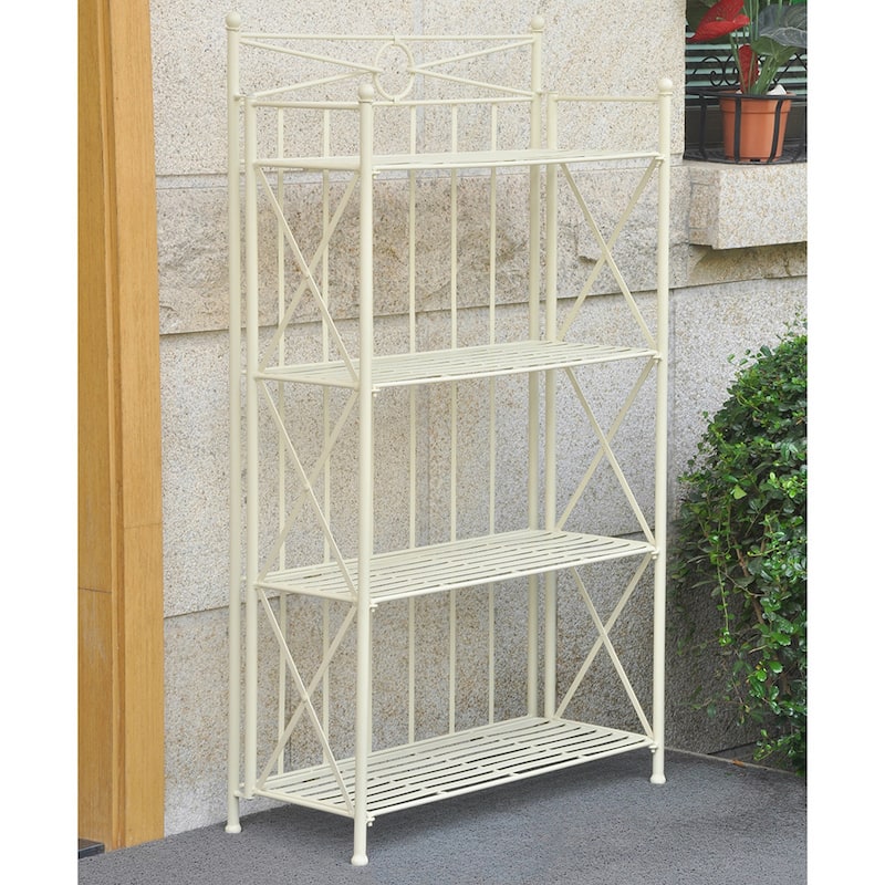 International Caravan St. Lucia Iron 4-tier Folding Bakers Rack