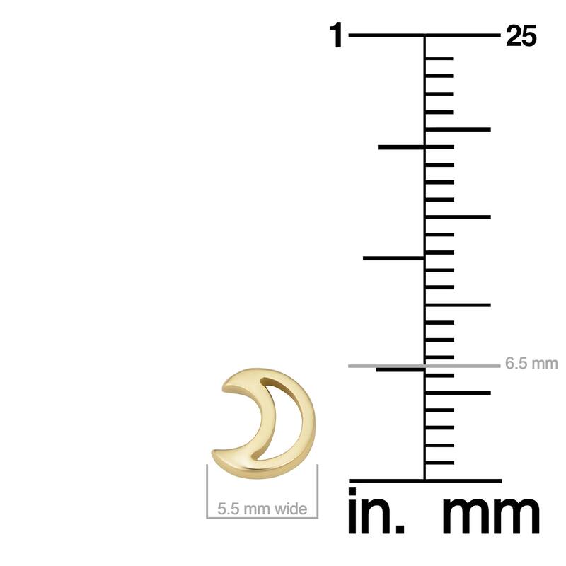 14k Yellow Gold Crescent Moon Stud Earrings for Girls, Teens, Women