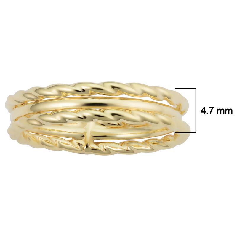 14k Yellow Gold Twisted Triple Ring Minimalist Jewelry for Women