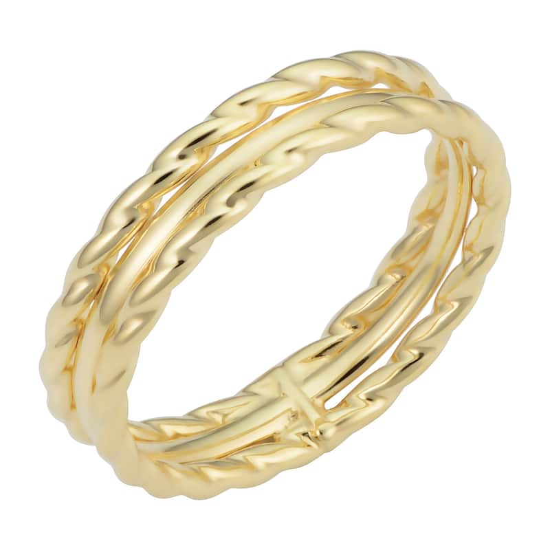 14k Yellow Gold Twisted Triple Ring Minimalist Jewelry for Women
