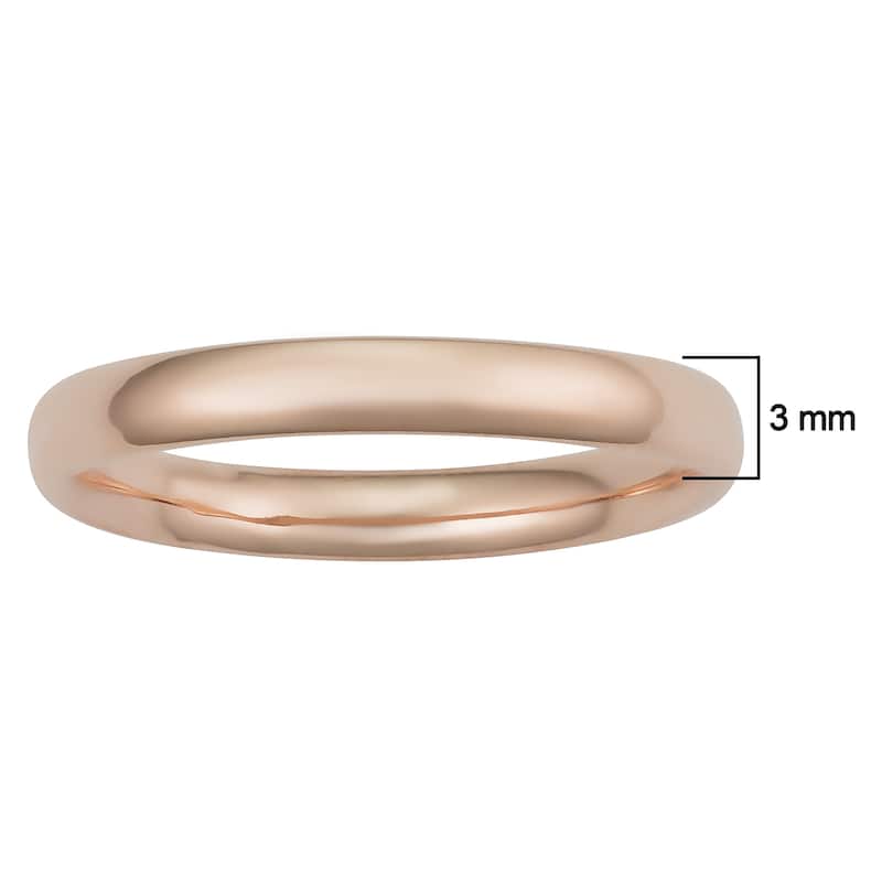 14k Yellow White or Rose Gold Polished Comfort Fit 3 millimeter Band Ring