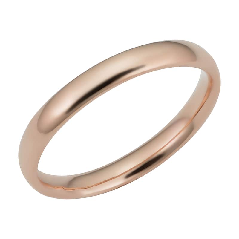 14k Yellow White or Rose Gold Polished Comfort Fit 3 millimeter Band Ring - Rose - 7