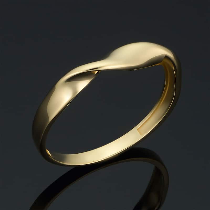 14k Yellow Gold Twisted Band Ring Minimalist Jewelry for Women
