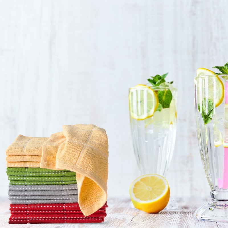Kitchen Dish Cloth-Set of 16- 12.5x12.5 in -100% Cotton Wash Cloths by Windsor Home - 12.5 x 12.5