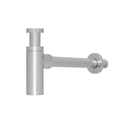 Solid Brass Round Bottle Modern P Trap in Chrome Finish Basin Sink Waste Trap Adjustable Drain Tube Kit Extra Long Bottle