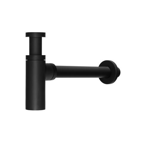 Solid Round Bottle Modern P Trap in Matte Black Finish Basin Sink Waste Trap Adjustable Drain Tube Kit Extra Long Bottle