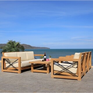 Shop Quay 8 Piece Outdoor Patio Teak Sofa Set - On Sale ... Shop Quay 8 Piece Outdoor Patio Teak Sofa Set - On Sale ... on Safavieh Outdoor Living Granton 5 Pc Living Set id=11661