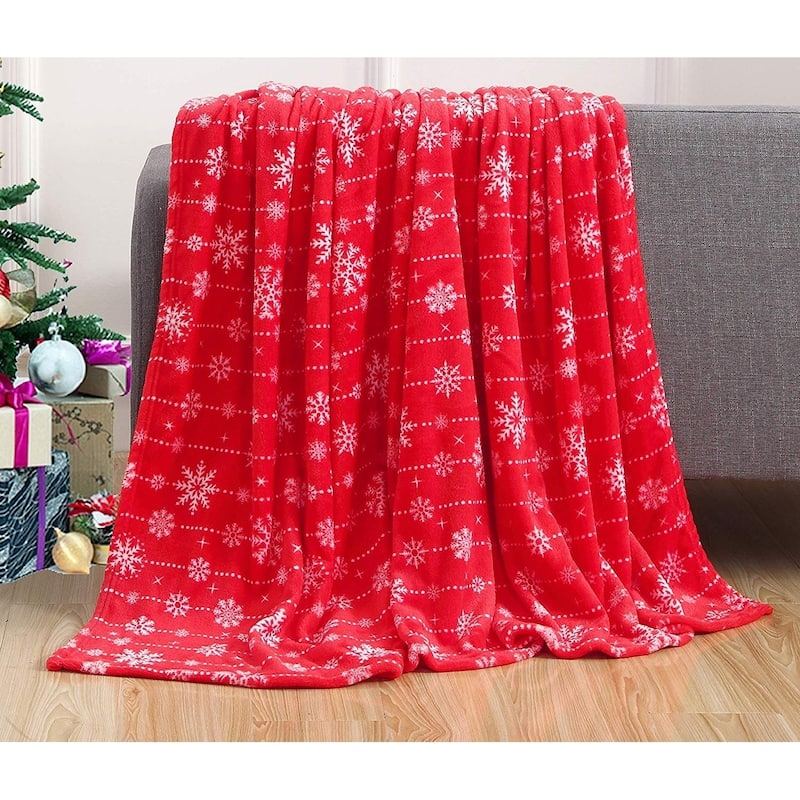Carbon Loft Salman Velvet Printed Holiday Throw - Red Snowflake