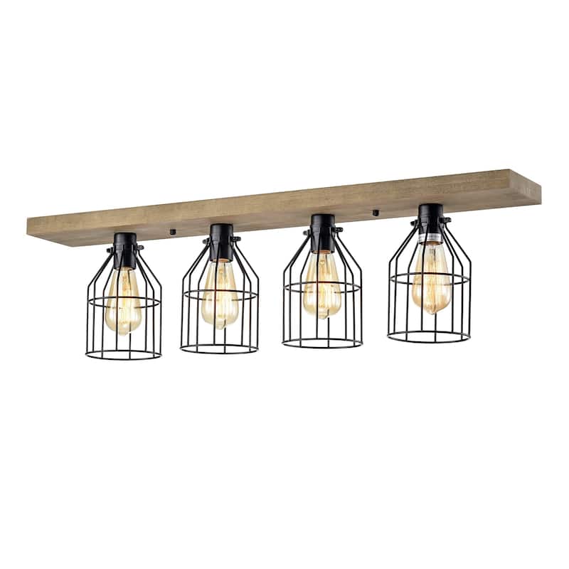 The Gray Barn Daisy Road 4-light Wood and Metal Cage Linear Flush Mount